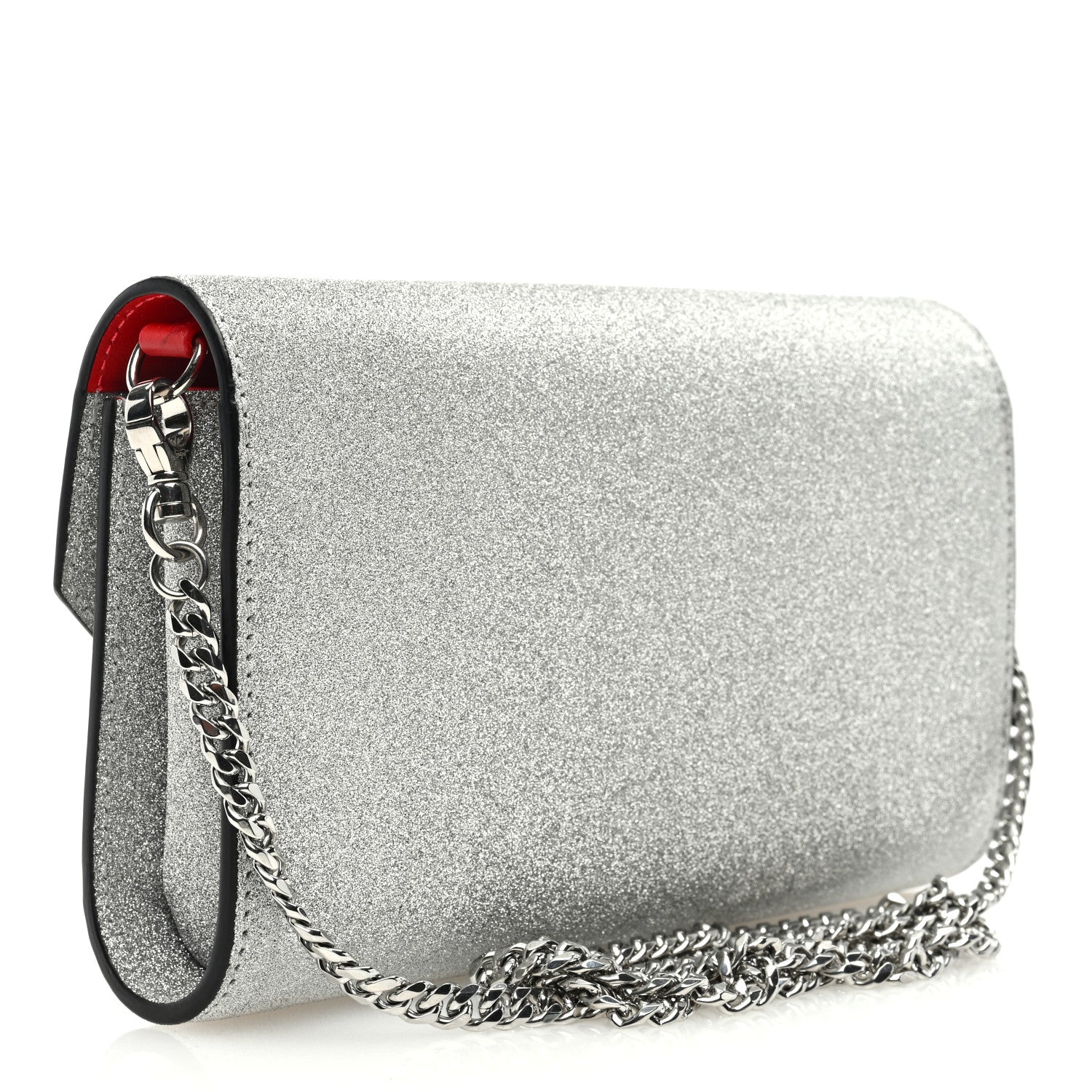 Christian Louboutin Glitter Calfskin Loubi54 Wallet On Chain Silver 3 of 11