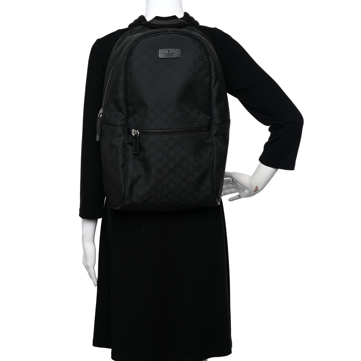Gucci Nylon Monogram Slim Backpack Black 2 of 10
