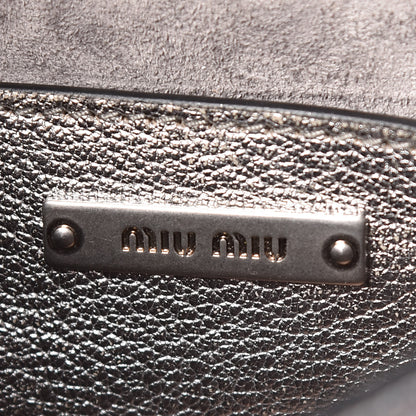 Miu Miu Goatskin Madras Soft Calfskin Crystal Embellished Dahlia Shoulder Bag Chrome 8 of 16