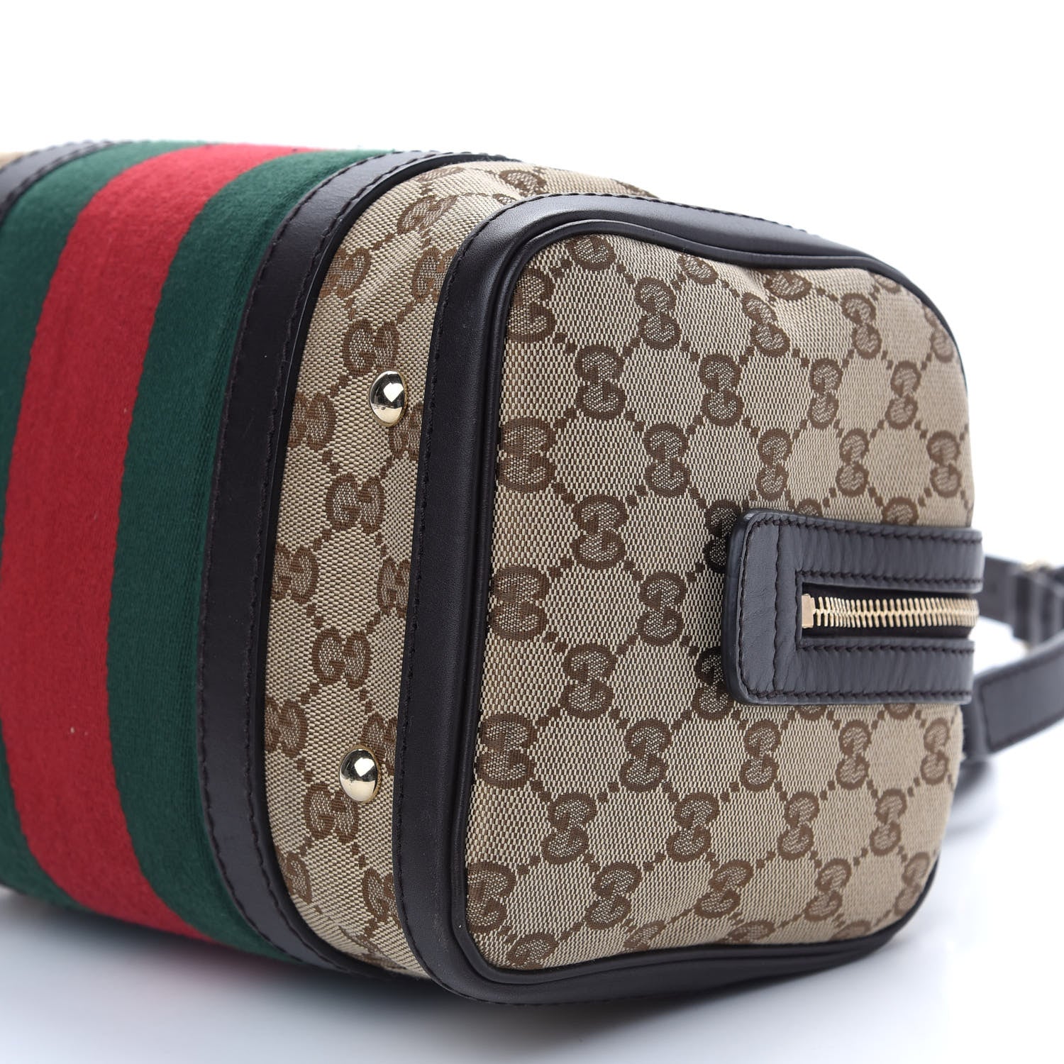 Gucci Monogram Vintage Web Small Boston Dark Brown 8 of 10