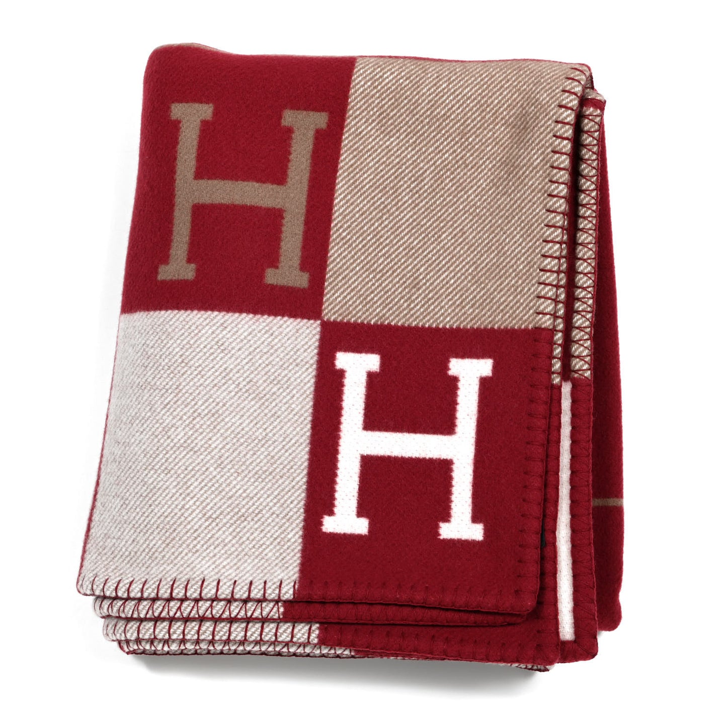 Wool Cashmere Avalon III Blanket Ecru Rouge H