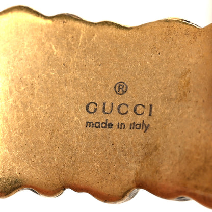 Gucci Metal Lion Mane Cuff Bracelet Aged Gold 4 of 5