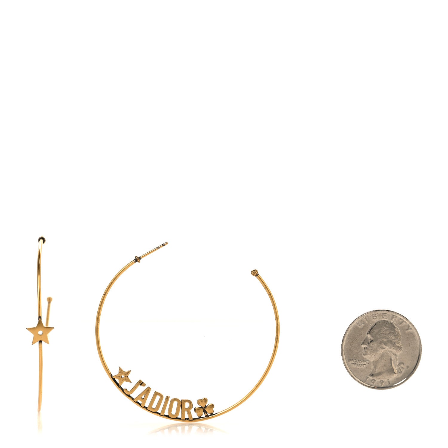 Christian Dior Metal J Adior Hoop Earrings Aged Gold 2 of 5