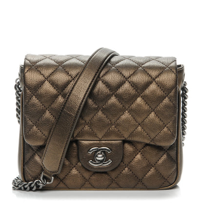 Chanel Metallic Goatskin Quilted Small Rock In Rome Flap Bronze 1 of 7