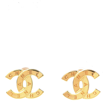 Chanel Metal CC Paris Button Stud Earrings Gold 1 of 4