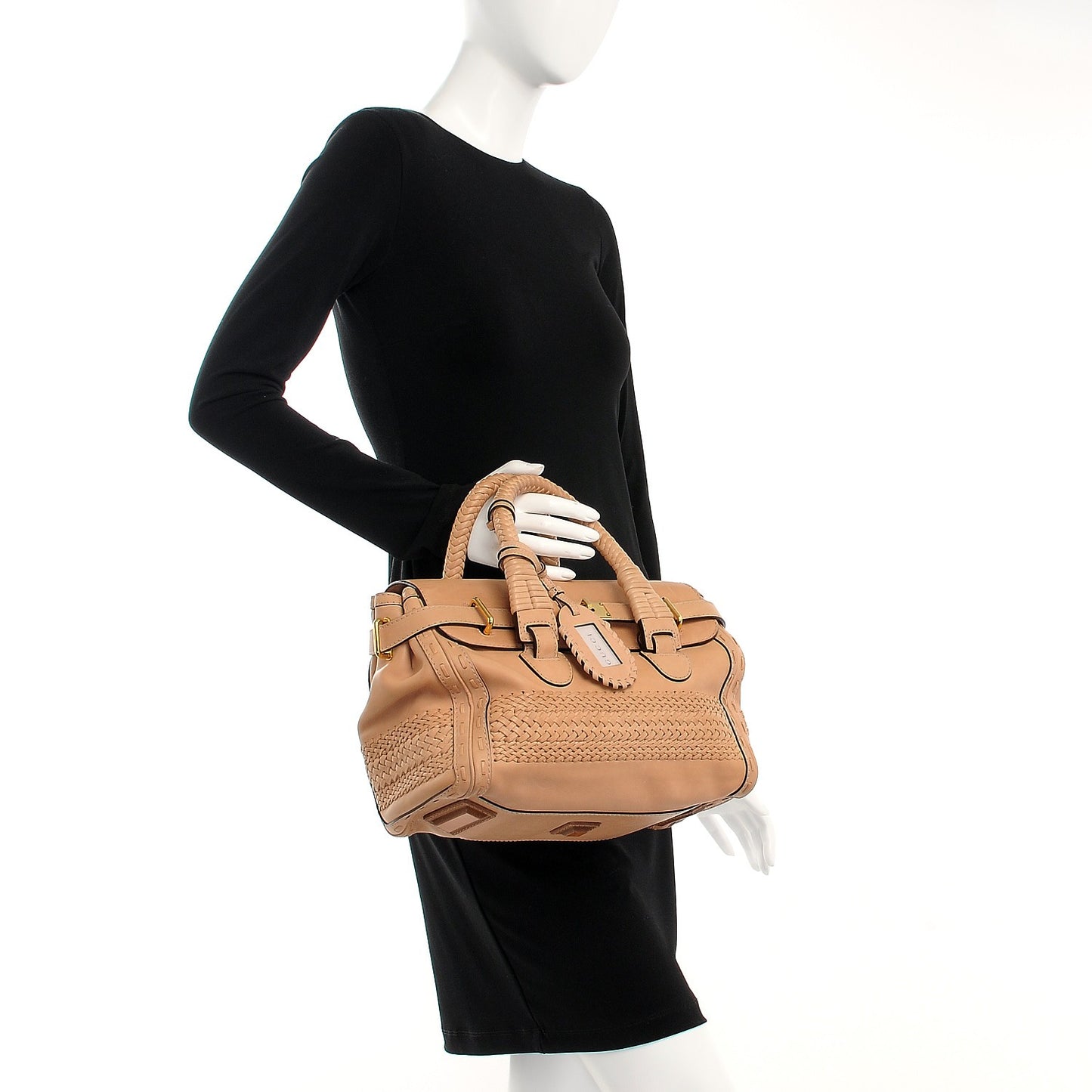 Calfskin Handmade Medium Top Handle Bag Taupe
