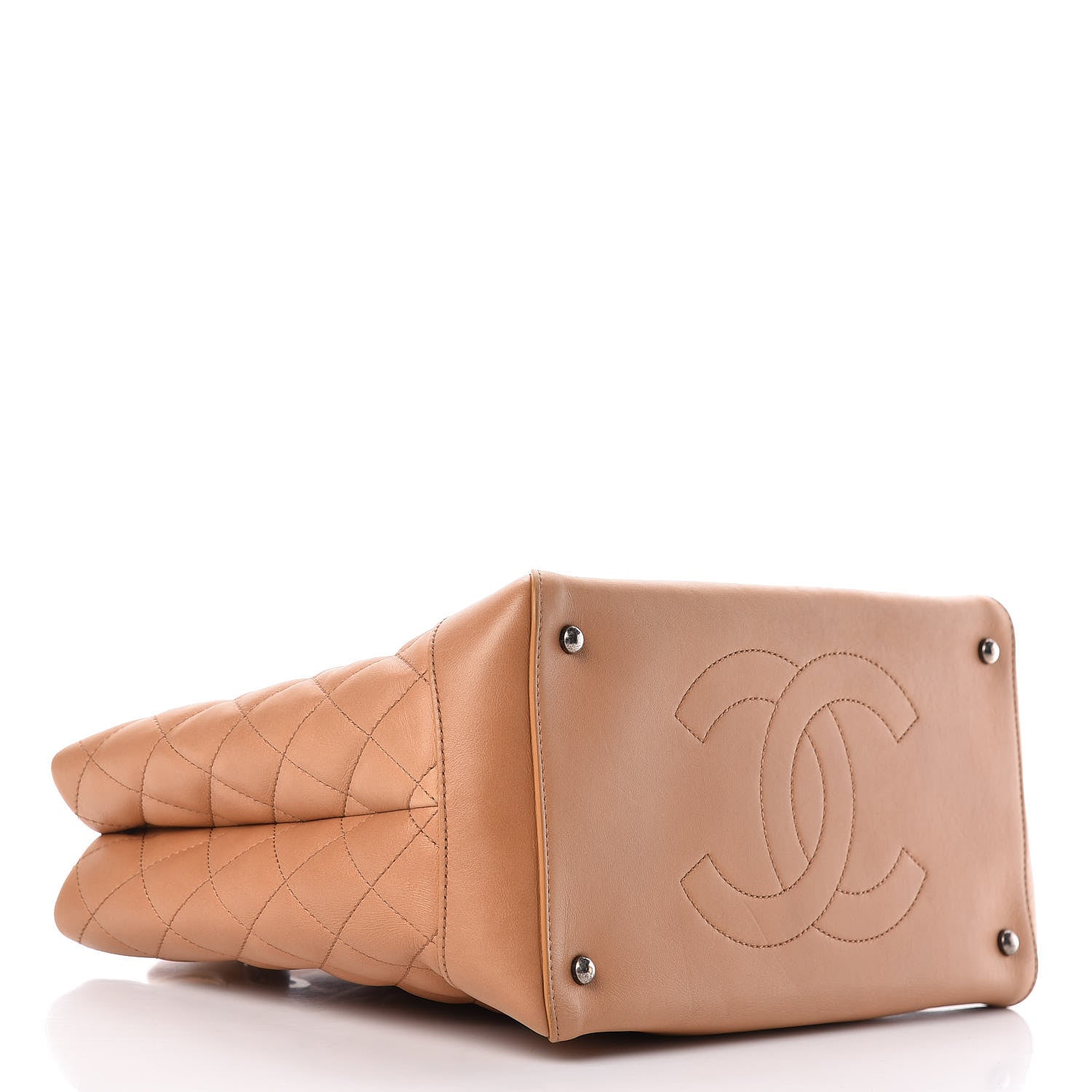 Chanel Calfskin Quilted Small Easy Shopping Tote Dark Beige 4 of 11