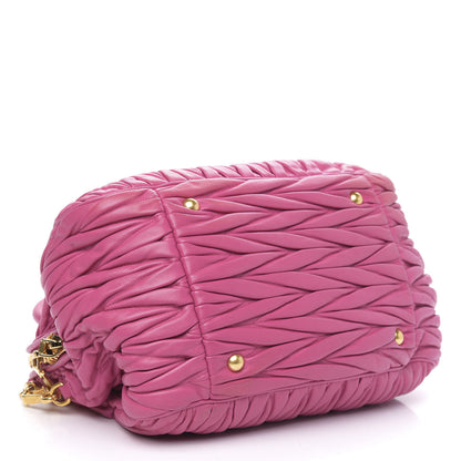 Miu Miu Nappa Matelasse Bauletto Top Handle Bowler Loto 5 of 16