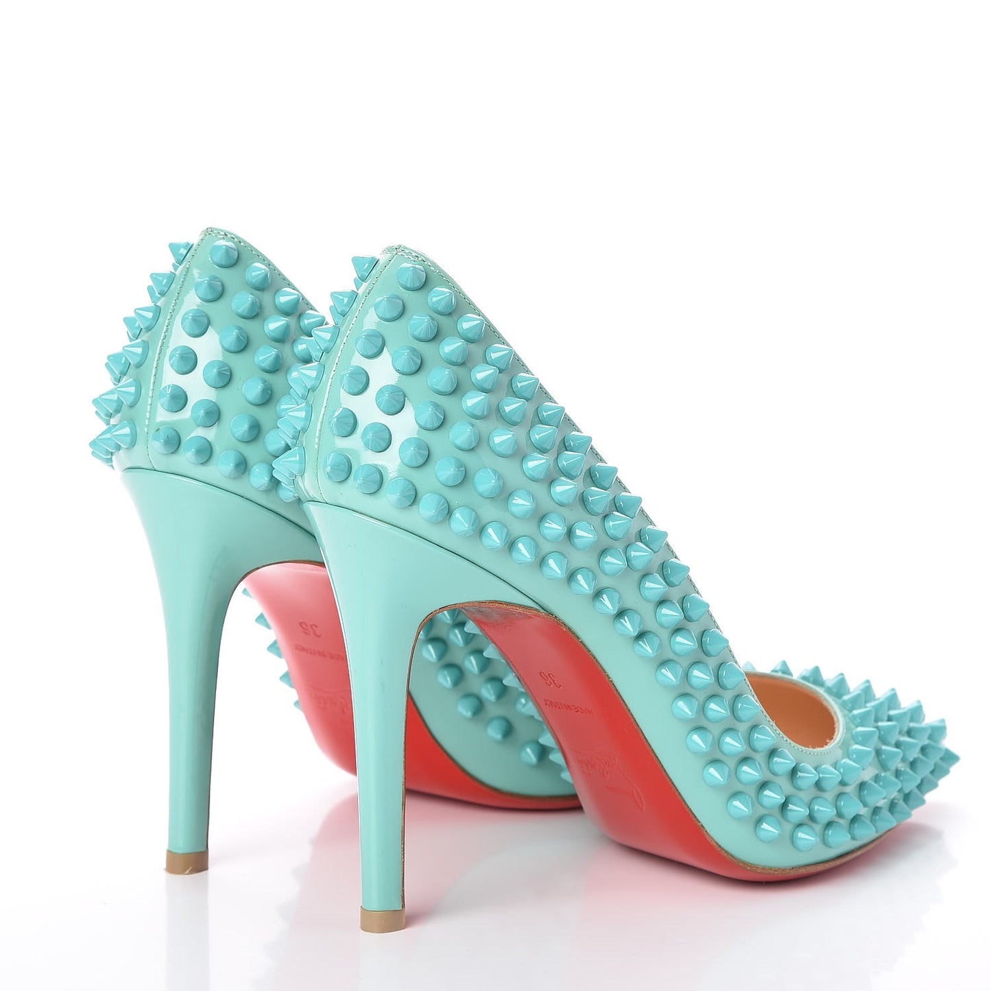 Patent Pigalle Spikes 100 Pumps 36 Turquoise