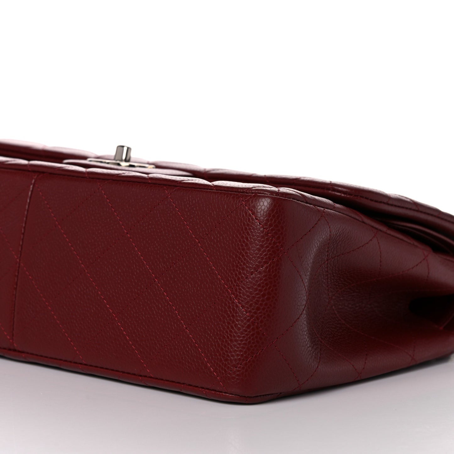 Caviar Quilted Jumbo Double Flap Dark Red