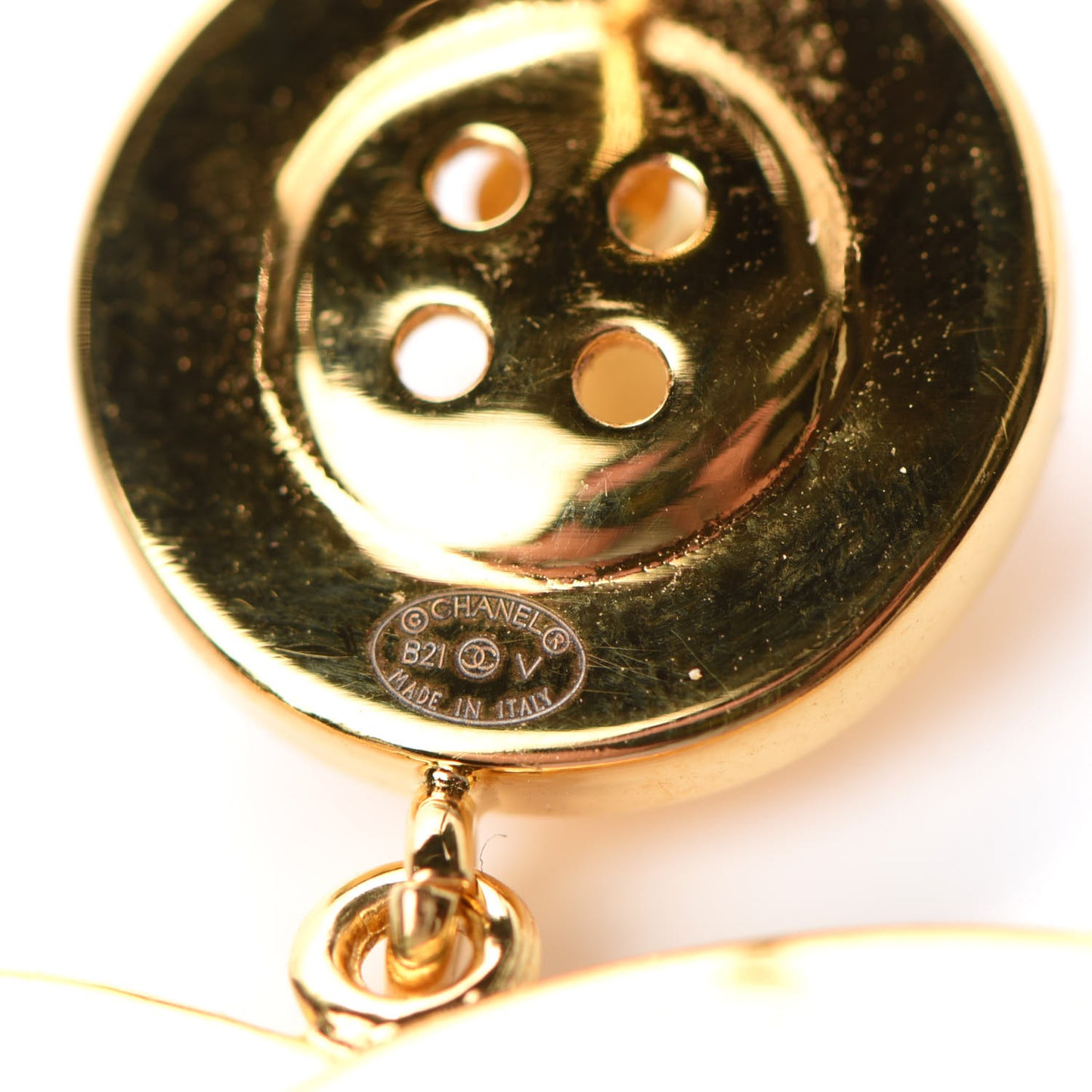 Metal Large Paris Button Earrings Gold