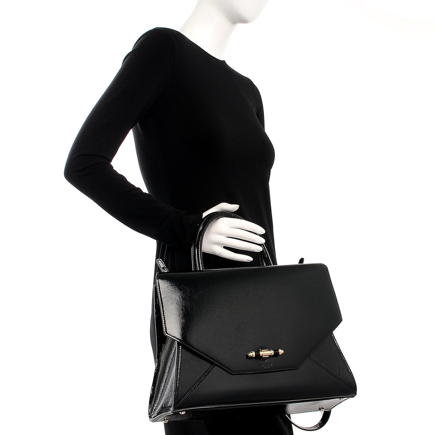 Patent Medium Obsedia Satchel Black