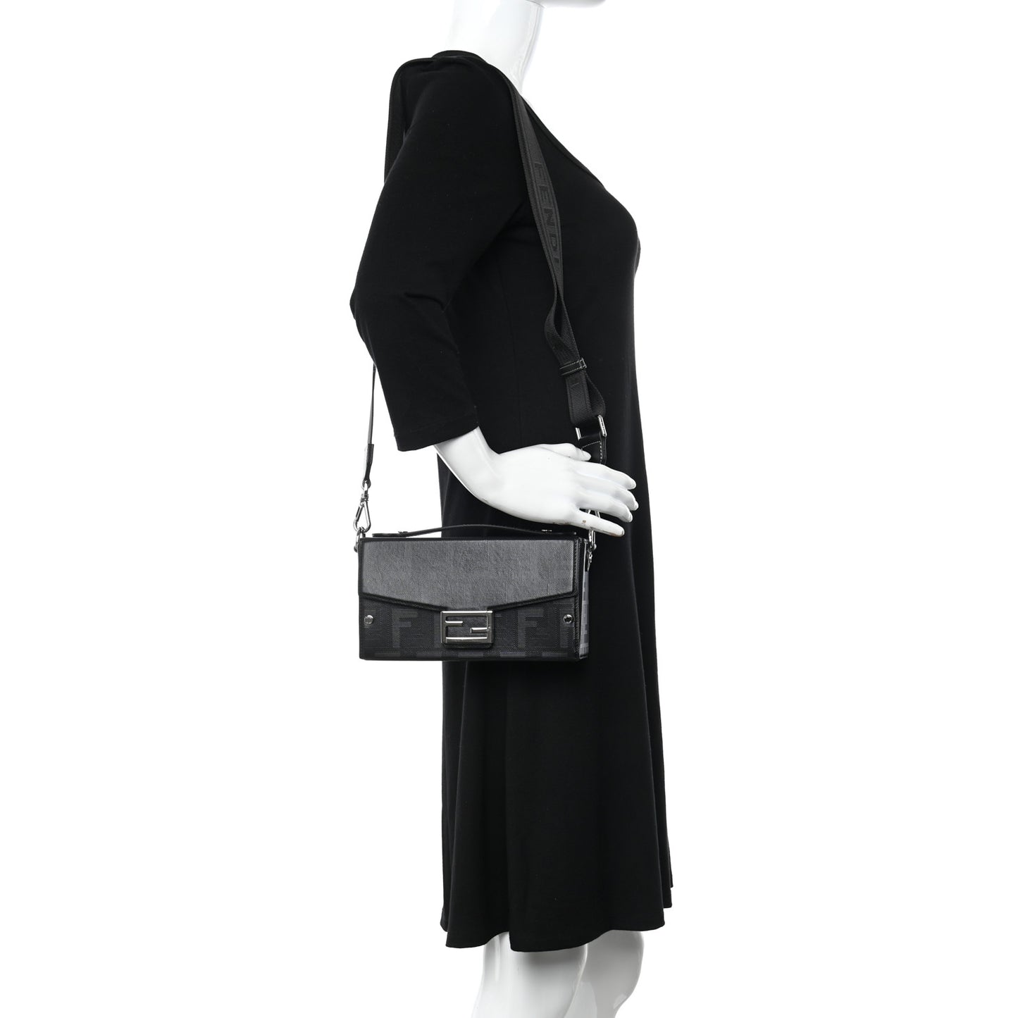 Vitello King FF Lines Embossed Baguette Soft Trunk Black