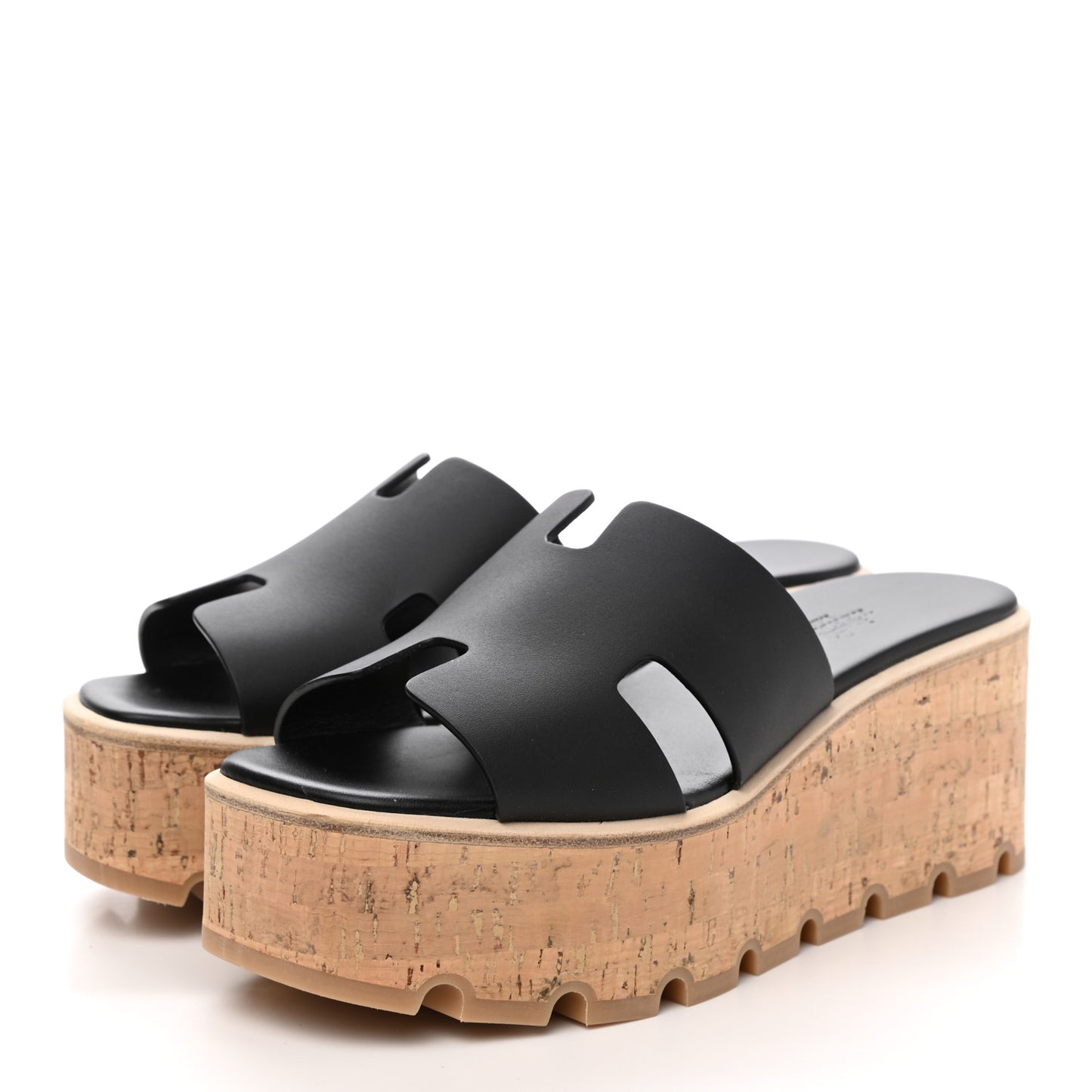 Calfskin Cork Eze 30 Sandals 36 Black