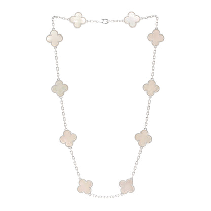 Van Cleef & Arpels 18K White Gold Mother of Pearl 10 Motifs Vintage Alhambra Necklace 3 of 6