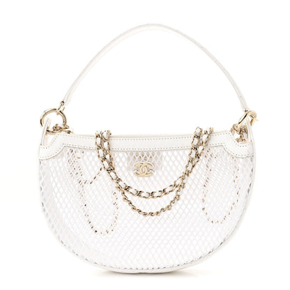 Chanel Mesh Shiny Lambskin Chain Hobo White 1 of 13