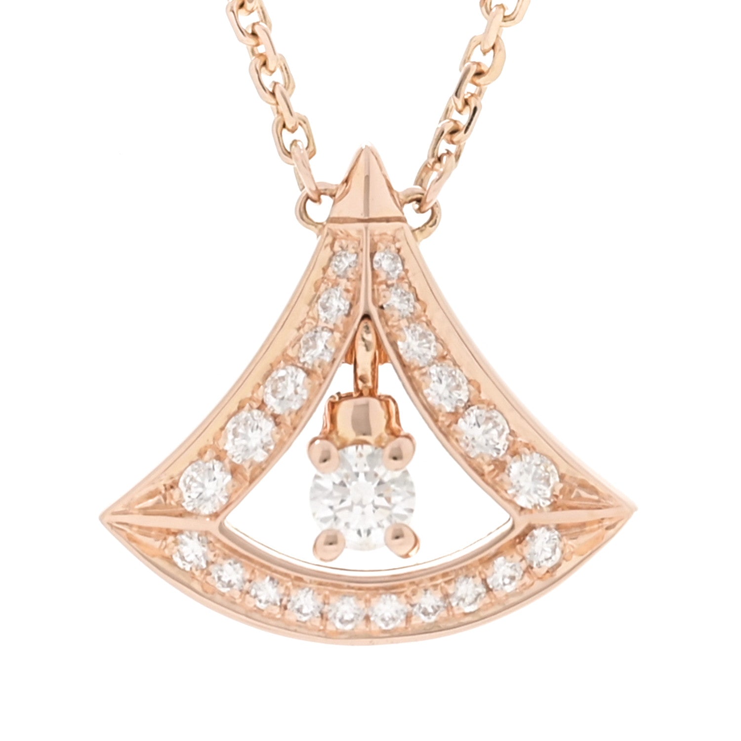Bulgari 18K Rose Gold Diamond Divas' Dream Openwork Pave Pendant Necklace 4 of 7