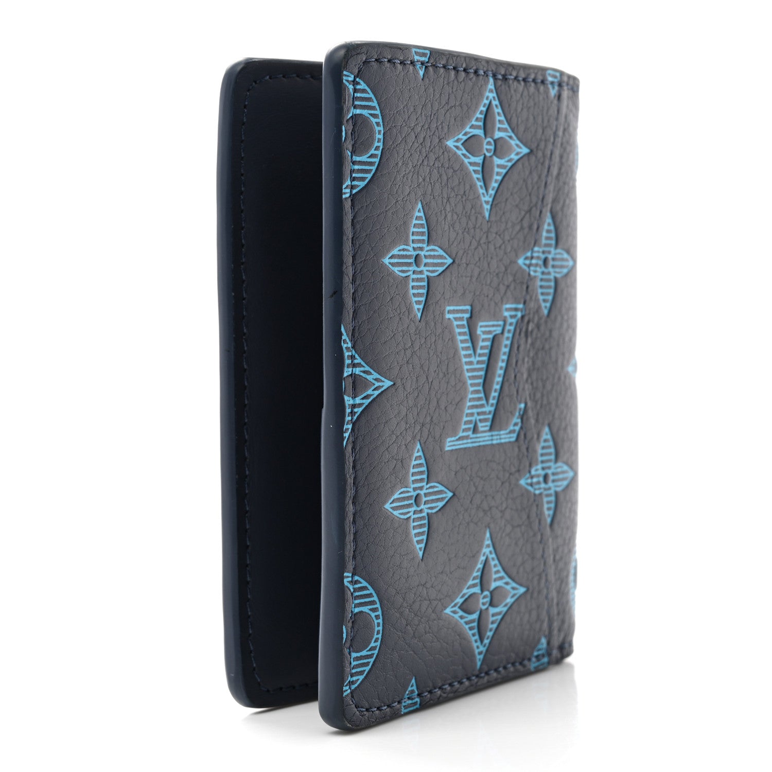 Louis Vuitton Calfskin Monogram Shadow Pocket Organizer Blue 3 of 9