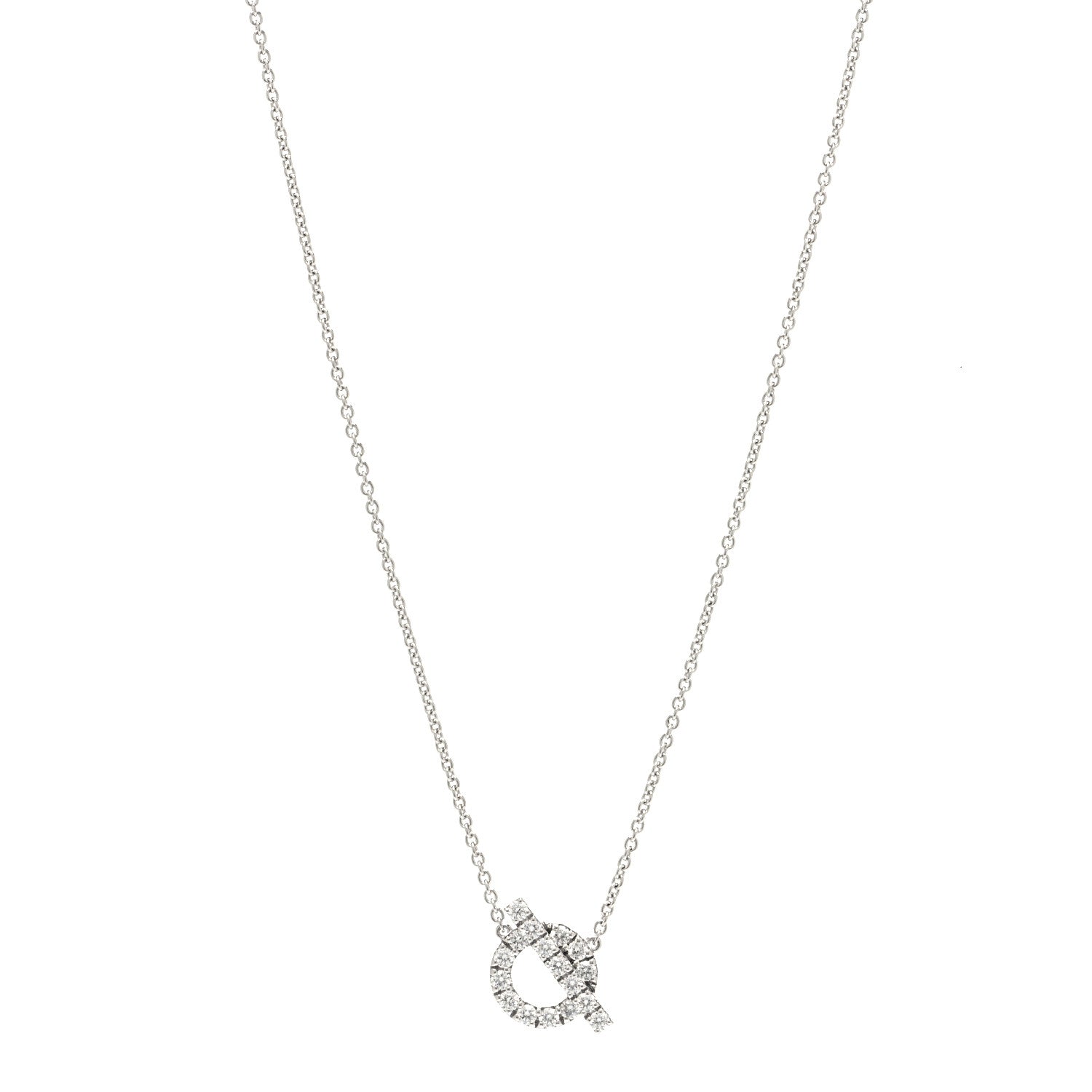 Hermes 18K White Gold Diamond Finesse Pendant Necklace 1 of 5