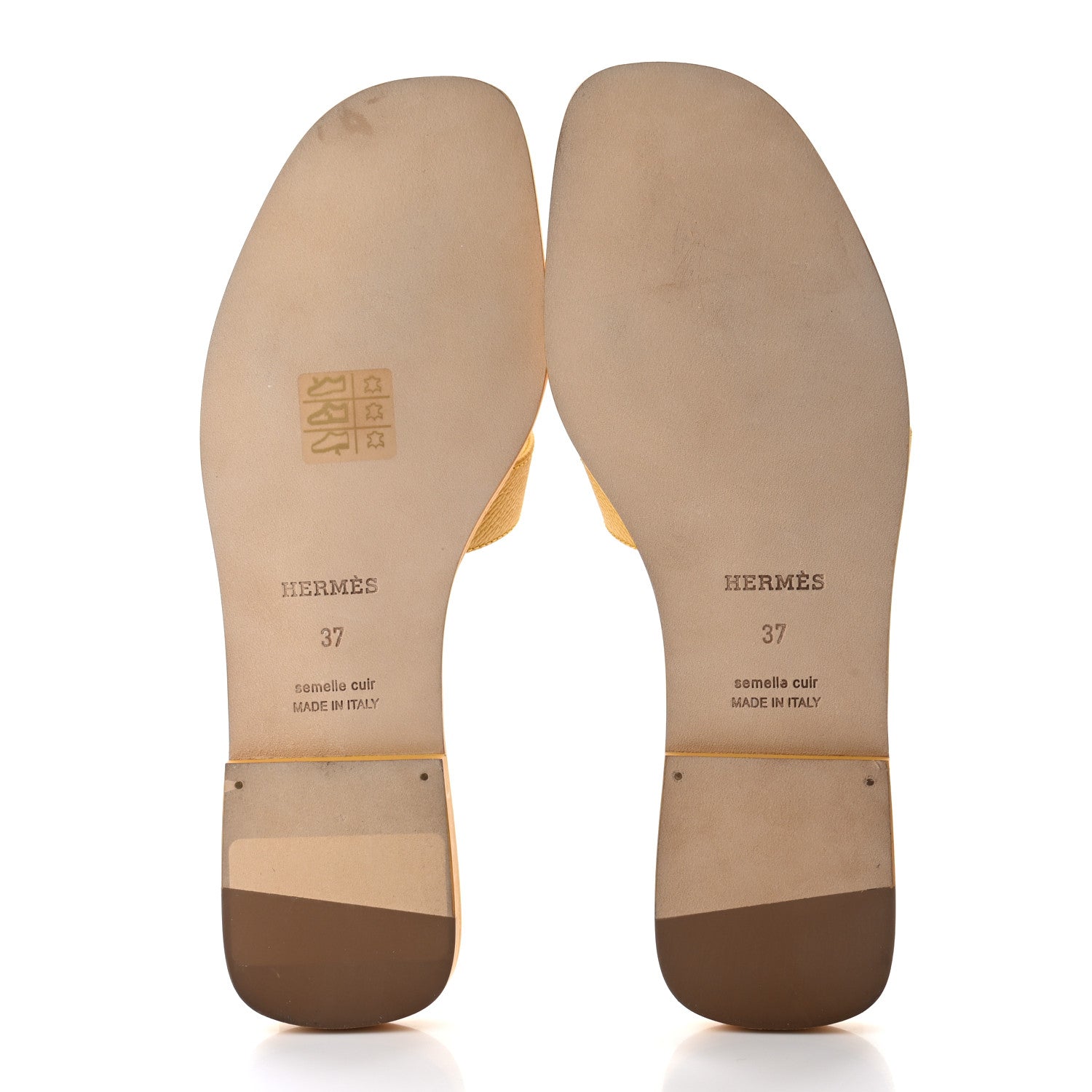 Hermes Epsom Oran Sandals 37 Jaune Sable 5 of 10