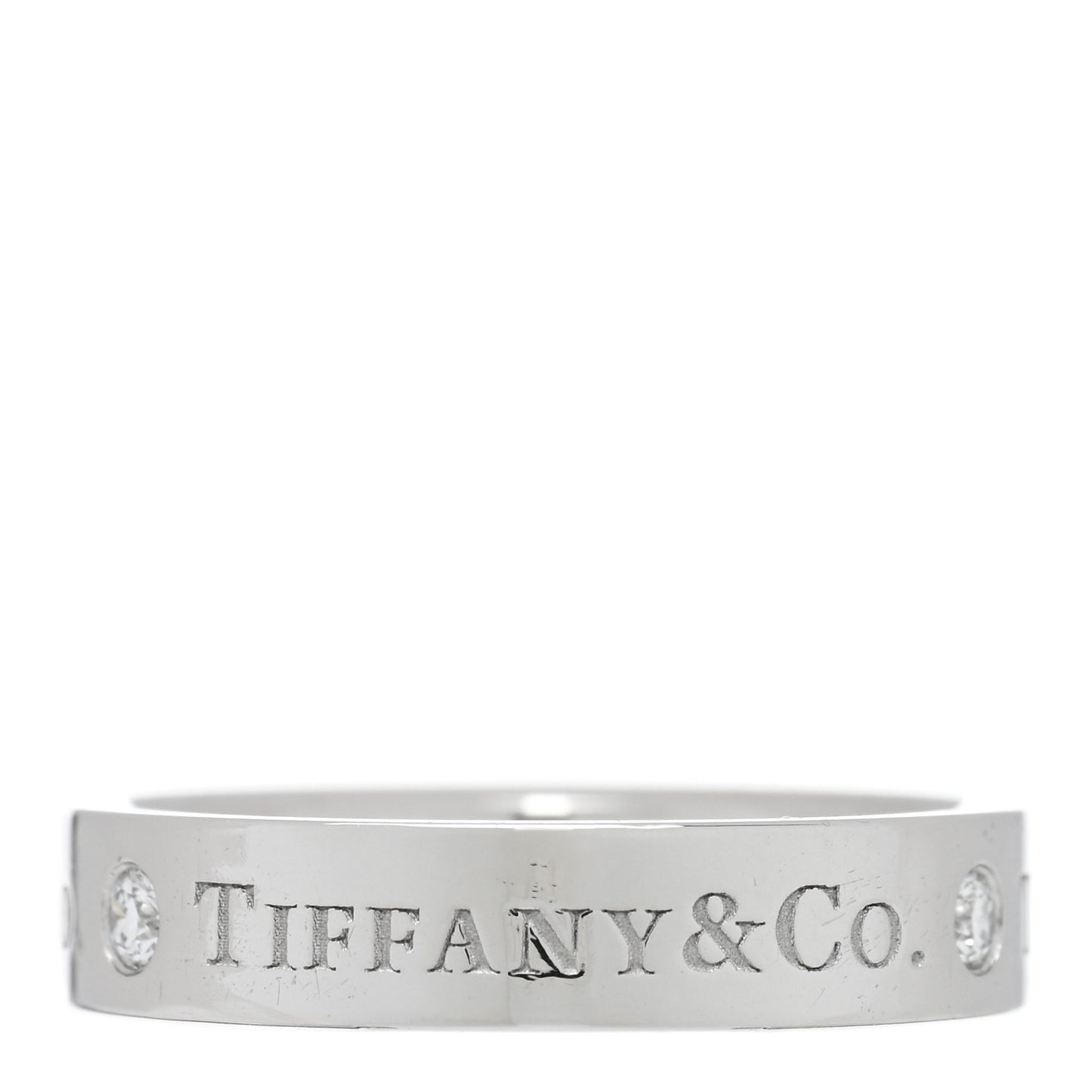 Platinum Diamond 4mm Logo Band Ring 49 5