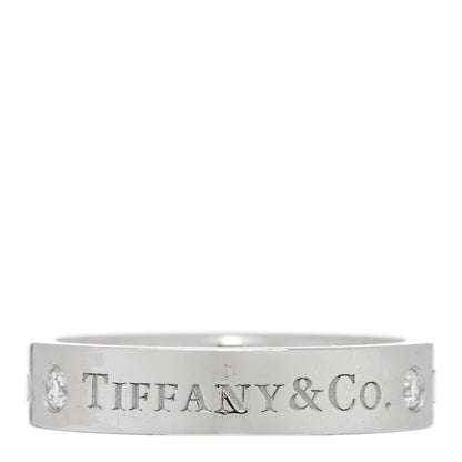 Tiffany Platinum Diamond 4mm Logo Band Ring 49 5 3 of 5