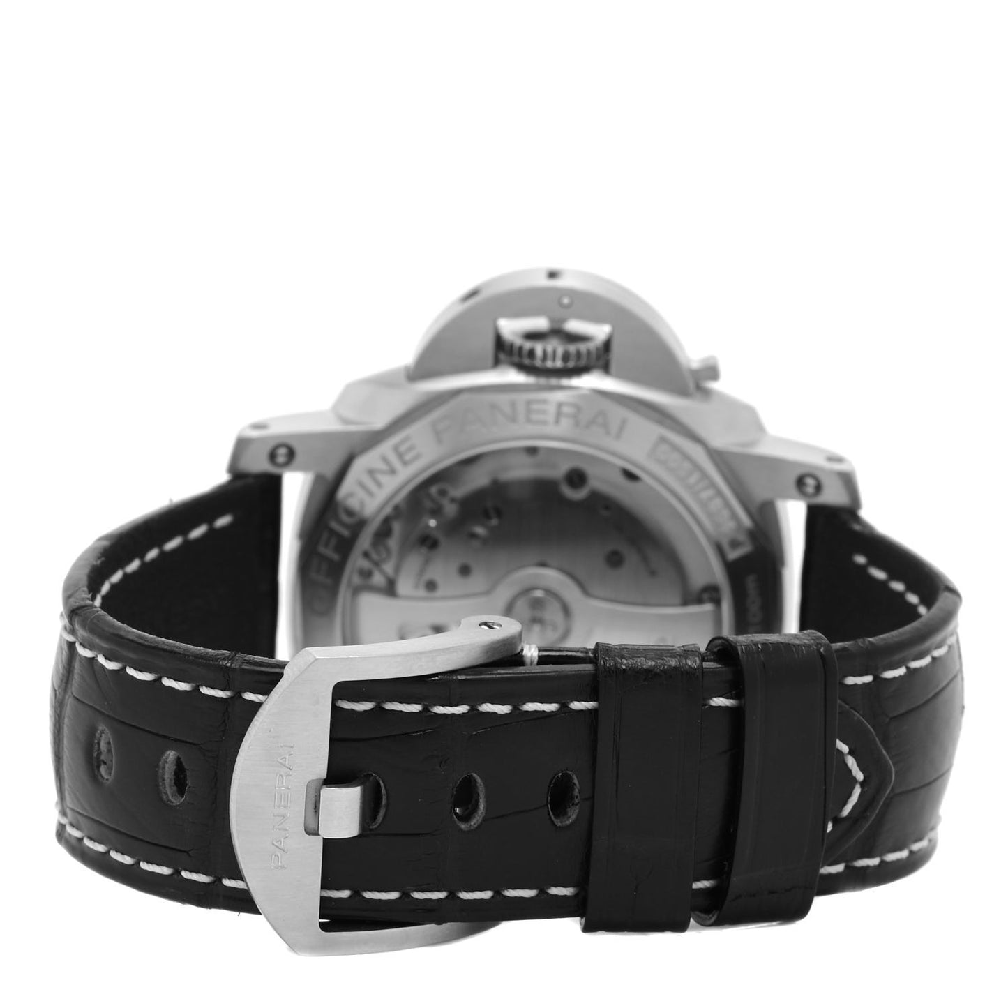 Stainless Steel Alligator 42mm Luminor 1950 3 Day Power Reserve Automatic Watch Black PAM00392