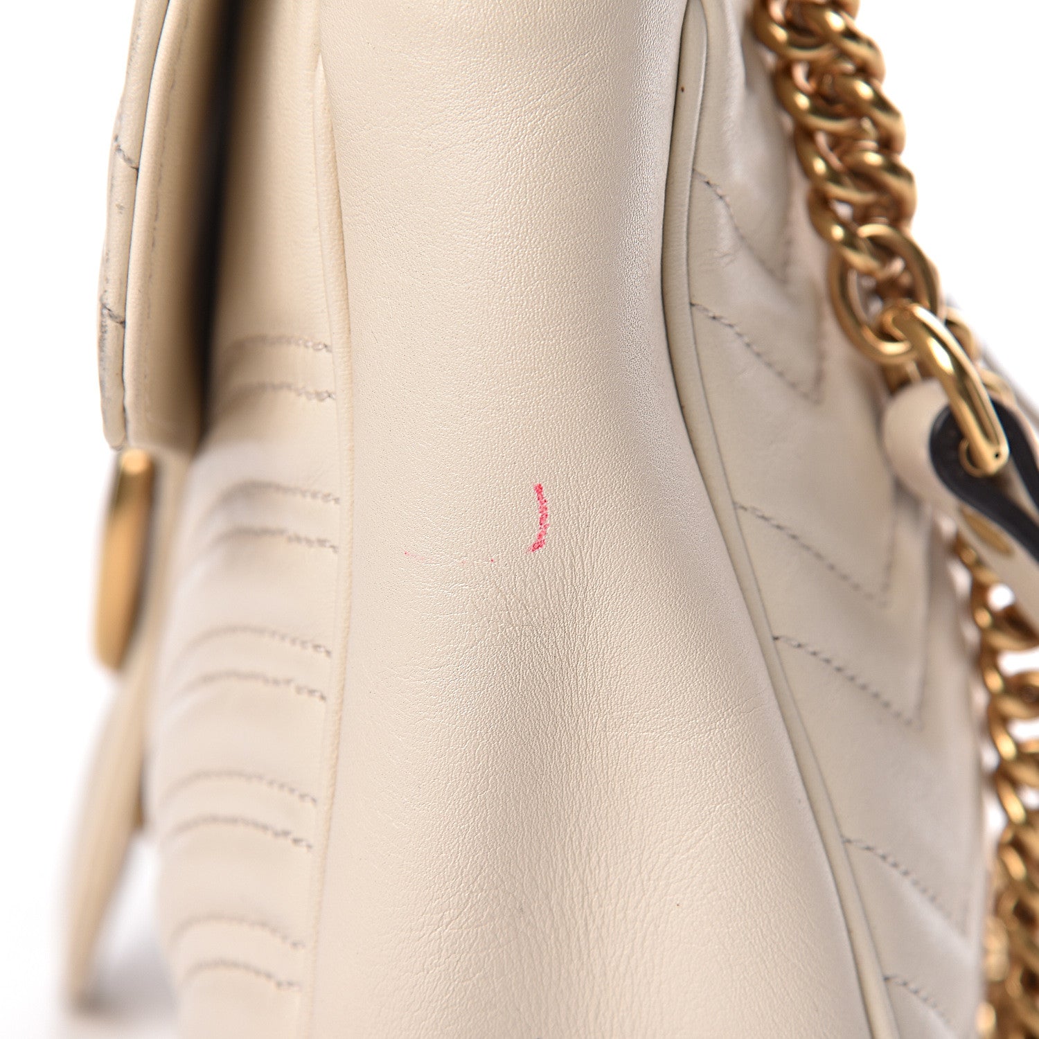 Gucci Calfskin Matelasse Medium GG Marmont Shoulder Bag White 16 of 21
