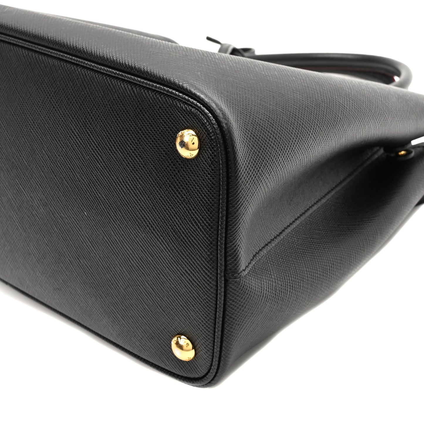 Saffiano Cuir Medium Double Bag Black Fuoco