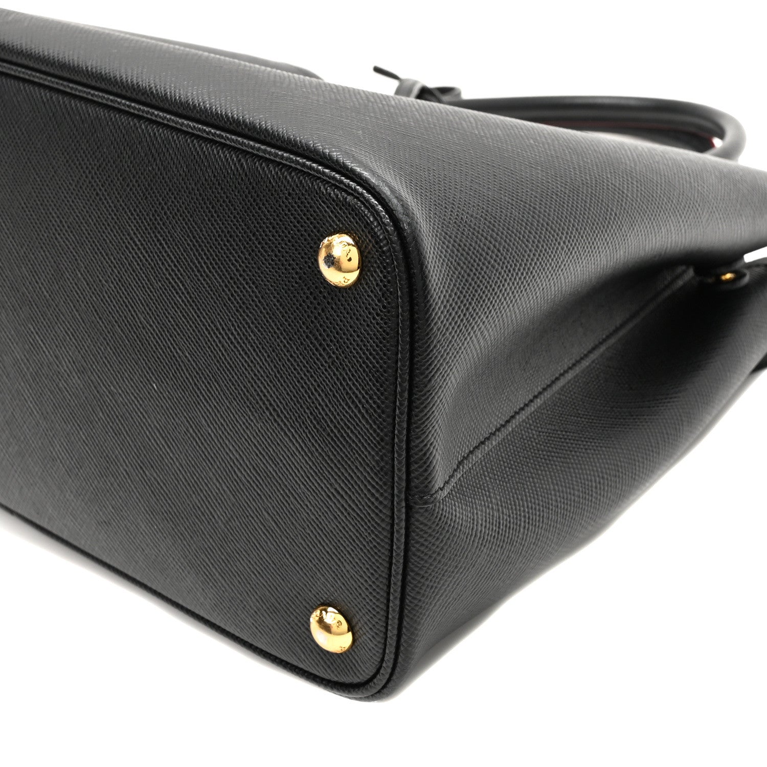 Prada Saffiano Cuir Medium Double Bag Black Fuoco 9 of 9