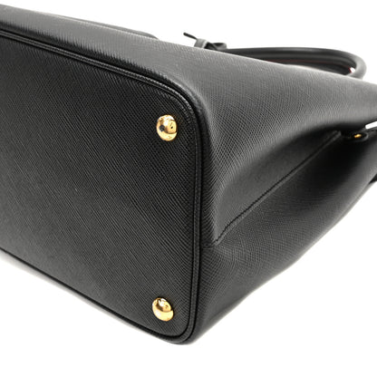 Prada Saffiano Cuir Medium Double Bag Black Fuoco 9 of 9