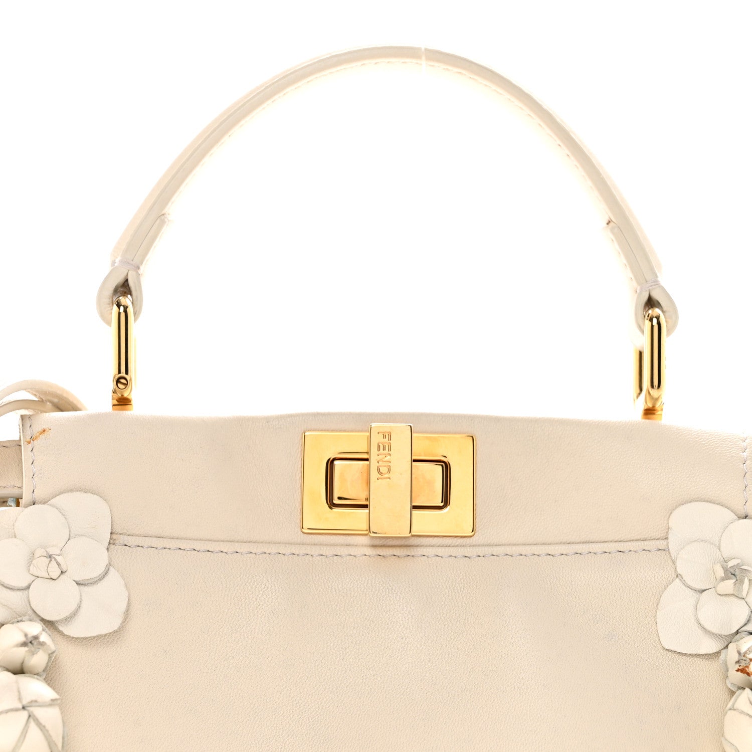 Fendi Nappa Rosebud Mini Peekaboo Iconic Satchel Bianco 8 of 12