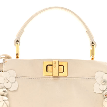 Fendi Nappa Rosebud Mini Peekaboo Iconic Satchel Bianco 8 of 12