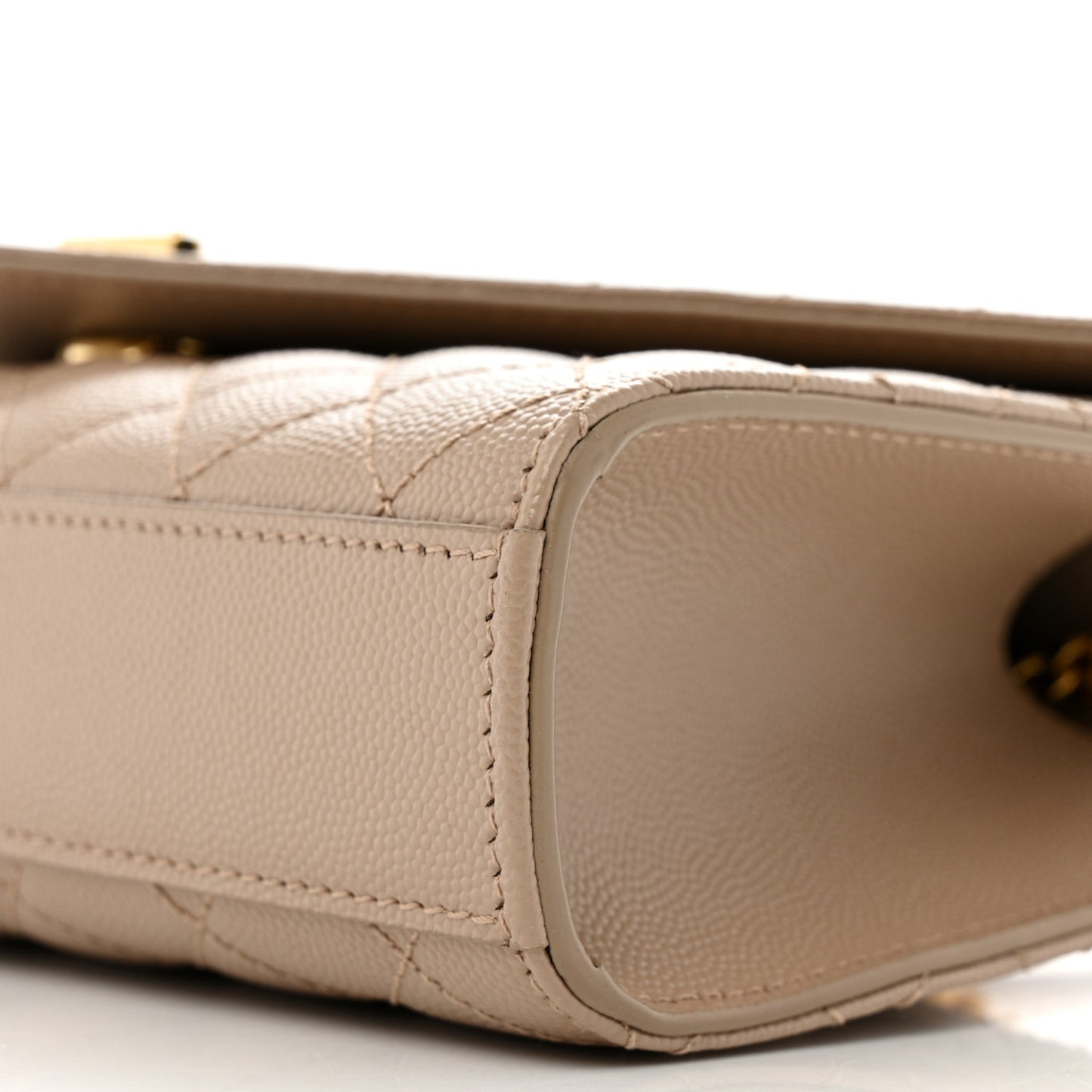 Grain De Poudre Textured Mixed Matelasse Triquilt Small Monogram Satchel Dark Beige