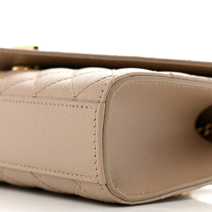 Saint Laurent Grain De Poudre Textured Mixed Matelasse Triquilt Small Monogram Satchel Dark Beige 9 of 11