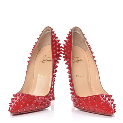 Christian Louboutin Patent Pigalle Spikes 120 Pumps 39 Flamenco 5 of 13
