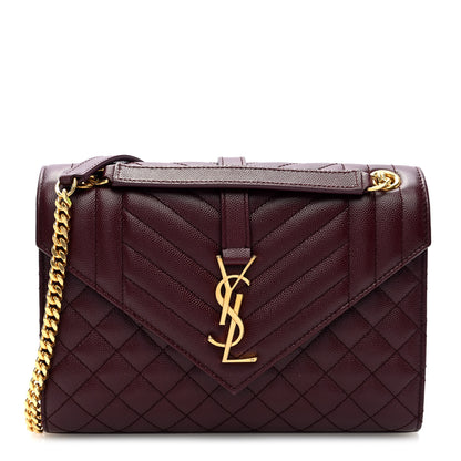 Saint Laurent Grain De Poudre Textured Mixed Matelasse Medium Triquilt Monogram Satchel Rouge Legion 1 of 9