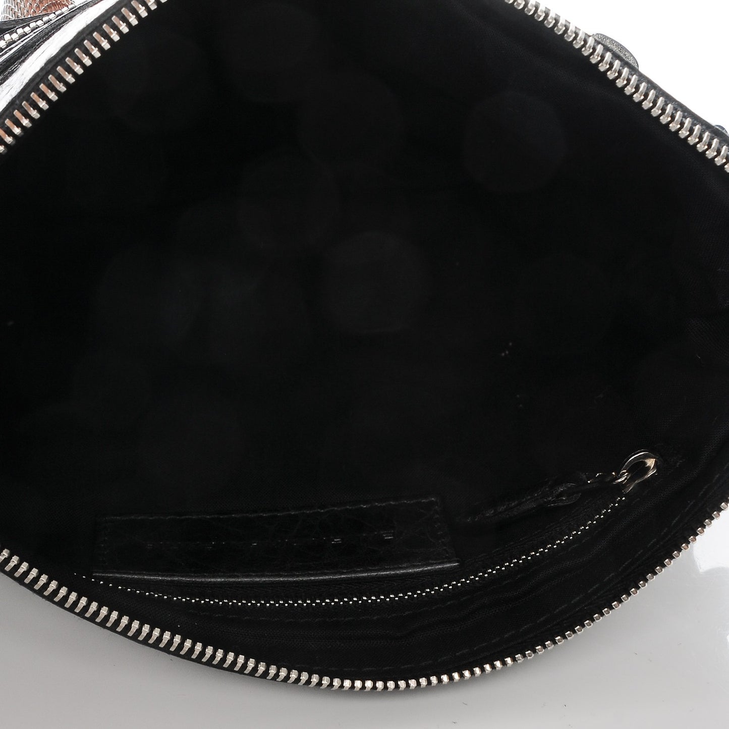 Chevre Giant 21 Silver Hardware Flat Handle Clutch Black