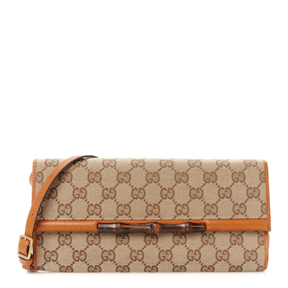 Gucci Monogram Bamboo Bar Clutch Brown 1 of 10