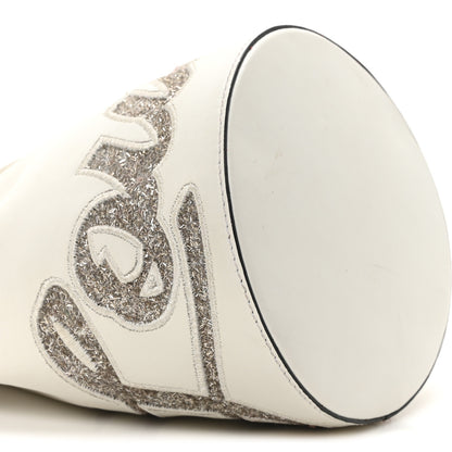 Christian Louboutin Calfskin Glitter Marie Jane Bucket White 8 of 9