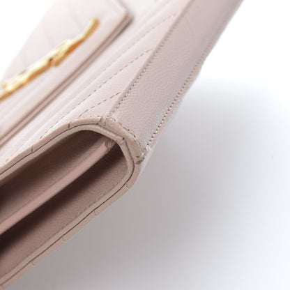 Saint Laurent Grain De Poudre Matelasse Chevron Monogram Chain Wallet Pale Blush 7 of 10
