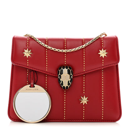 Bulgari Calfskin Star Studded Serpenti Forever Crossbody Bag Red 1 of 10