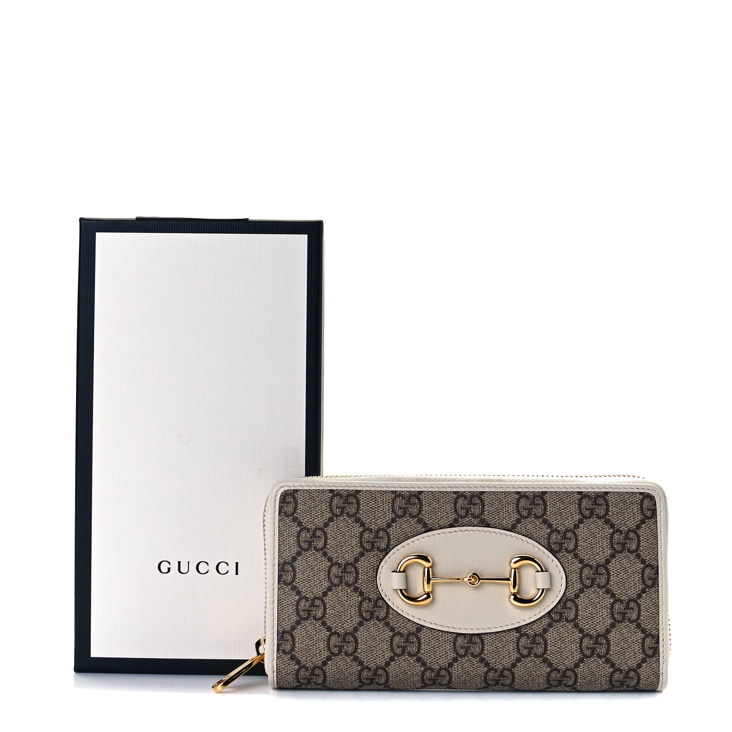 Gucci GG Supreme Monogram Azalea Calfskin Horsebit 1955 Zip Around Wallet Beige Ebony Mystic White 7 of 7