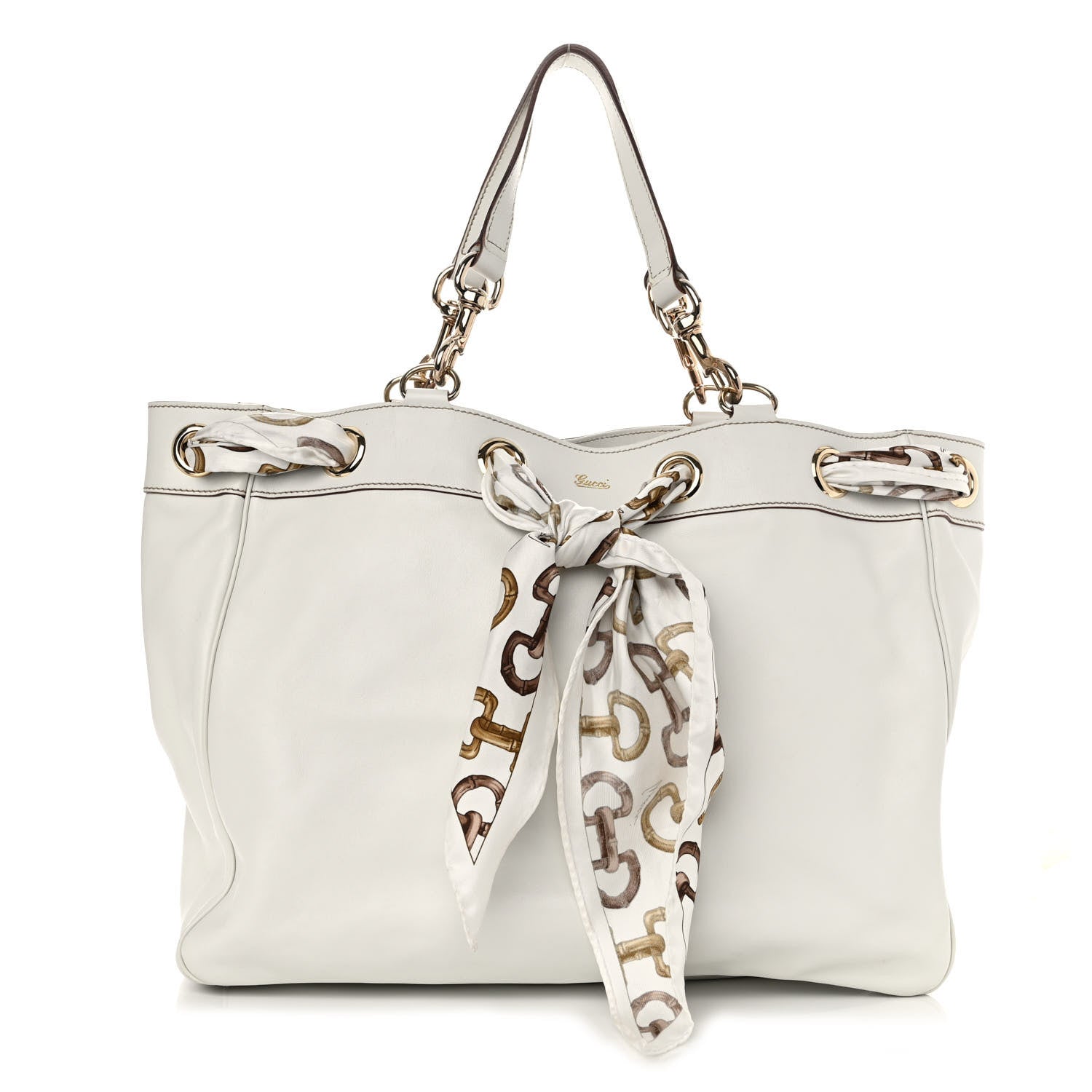 Gucci Calfskin Large Positano Tote White 1 of 9