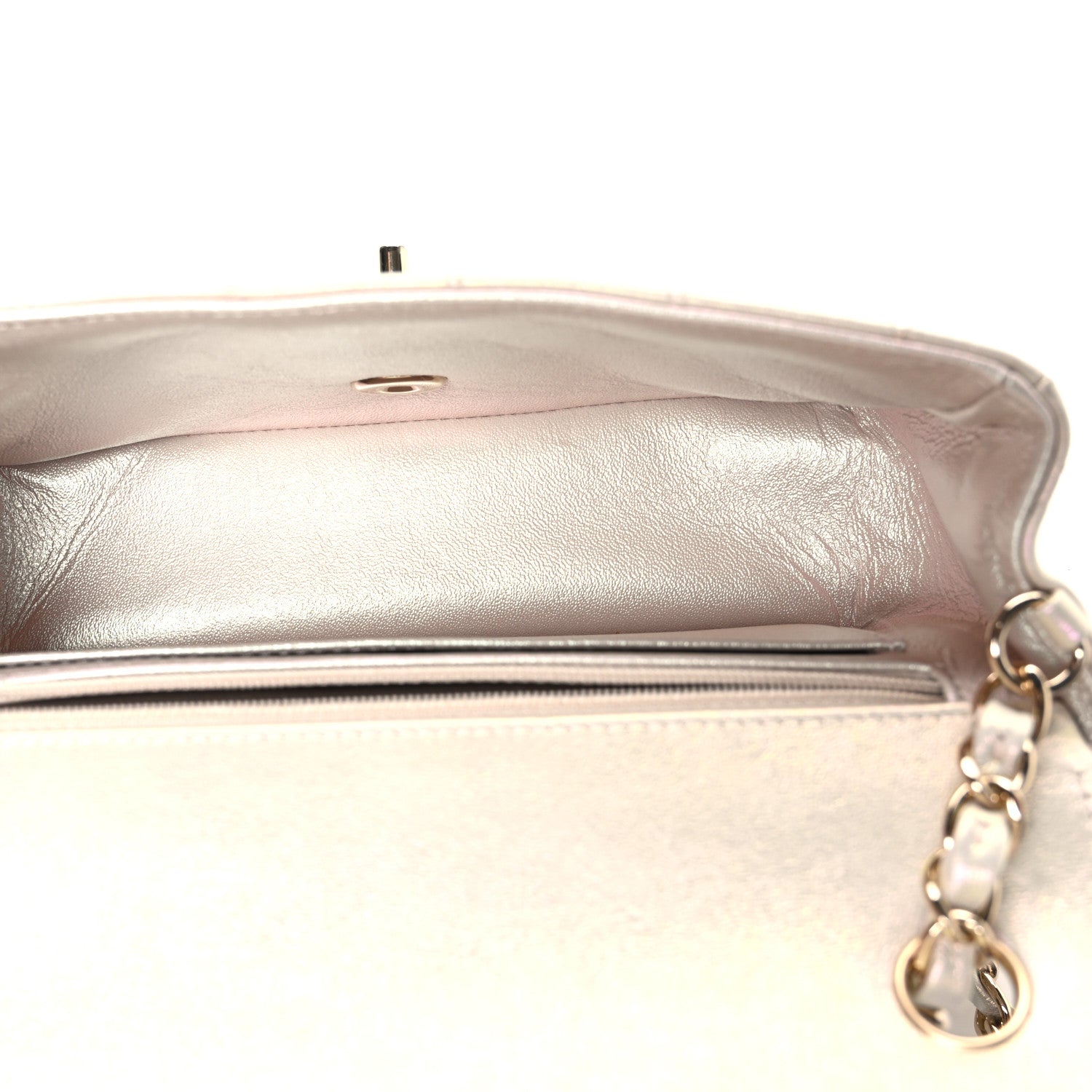 Chanel Iridescent Lambskin Quilted Mini Rectangular Flap Ivory