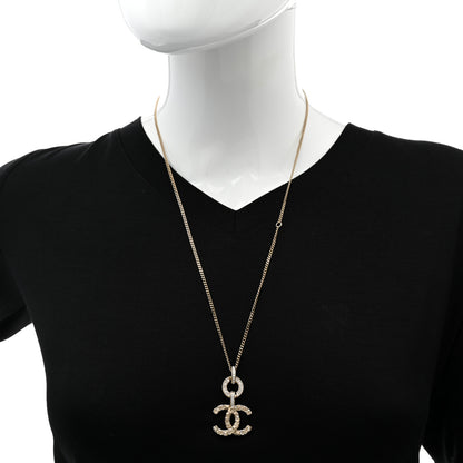 Chanel Crystal CC Logo Pendant Necklace Gold 2 of 7