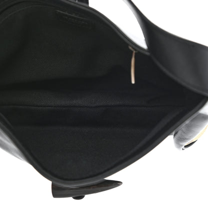 Burberry Grainy Calfskin Haymarket Check Horn Toggle Shoulder Bag Black 4 of 8