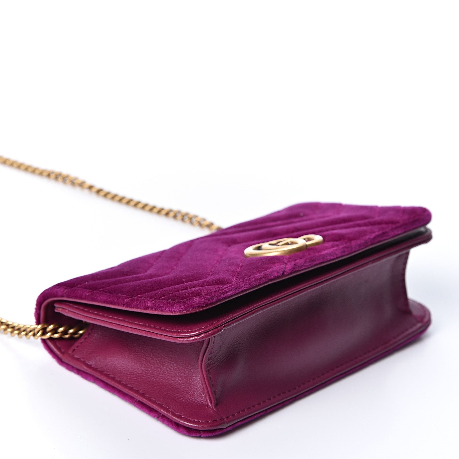 Gucci Velvet Matelasse GG Marmont Mini Bag Fuchsia Violet Cyclamen 3 of 8