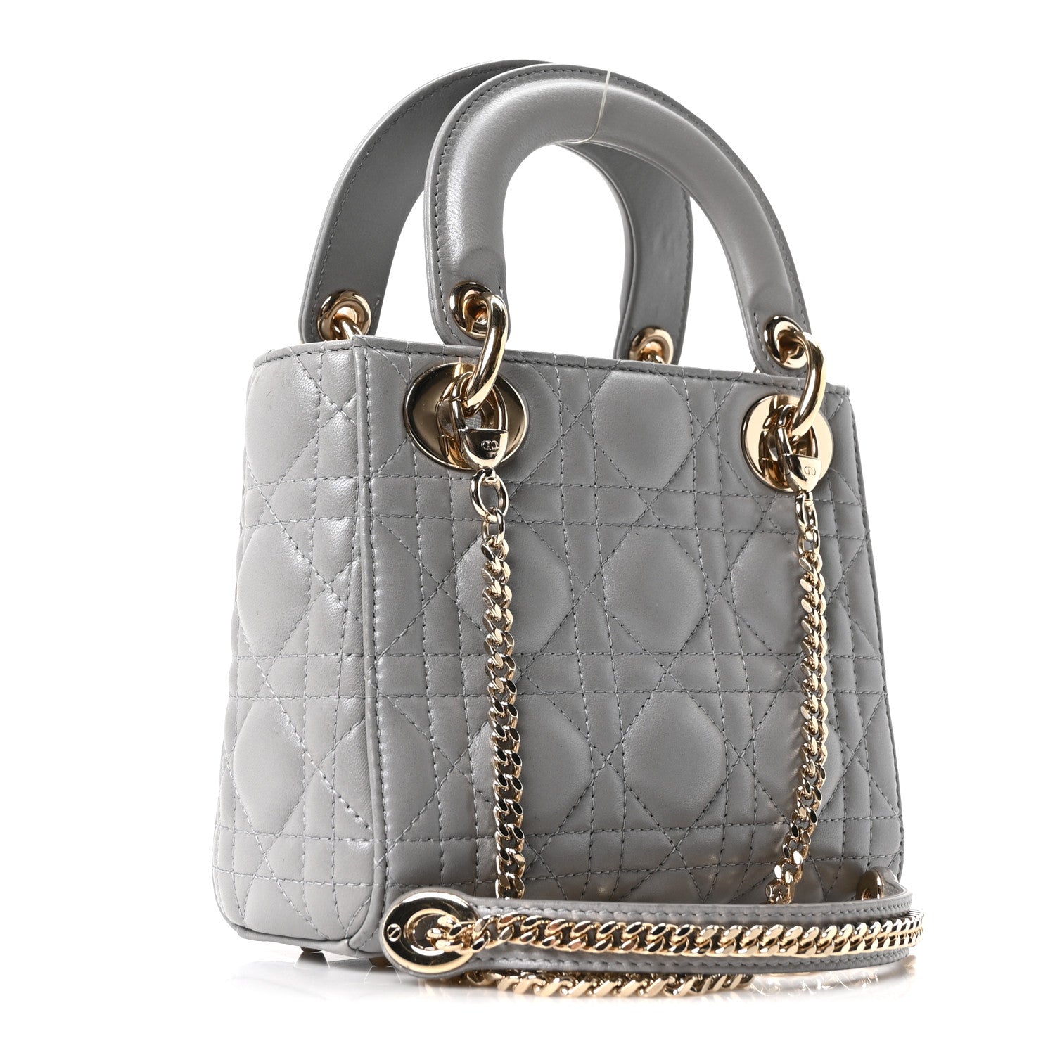 Christian Dior Lambskin Cannage Mini Lady Dior Gray Opaline 3 of 10