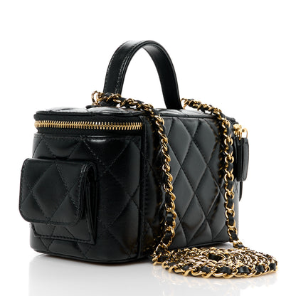 Chanel Lambskin Quilted Polly Pocket East West Top Vanity With Chain Black 3 of 12